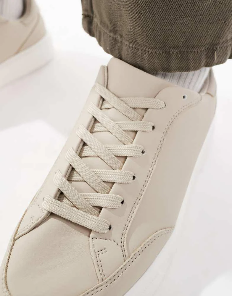 ASOS ASOS DESIGN lace up trainers in stone with white sole 4