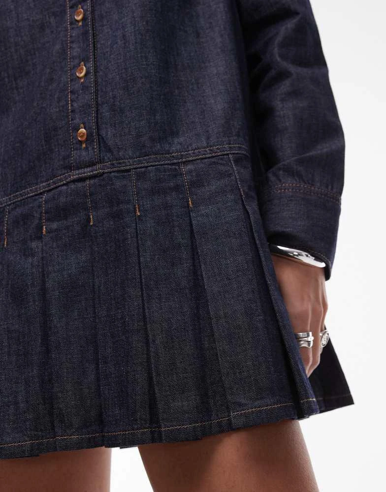 white christmas dresses Denim Smocked Cuffs Shirt Mini Dress Beau Blue / L main image 1