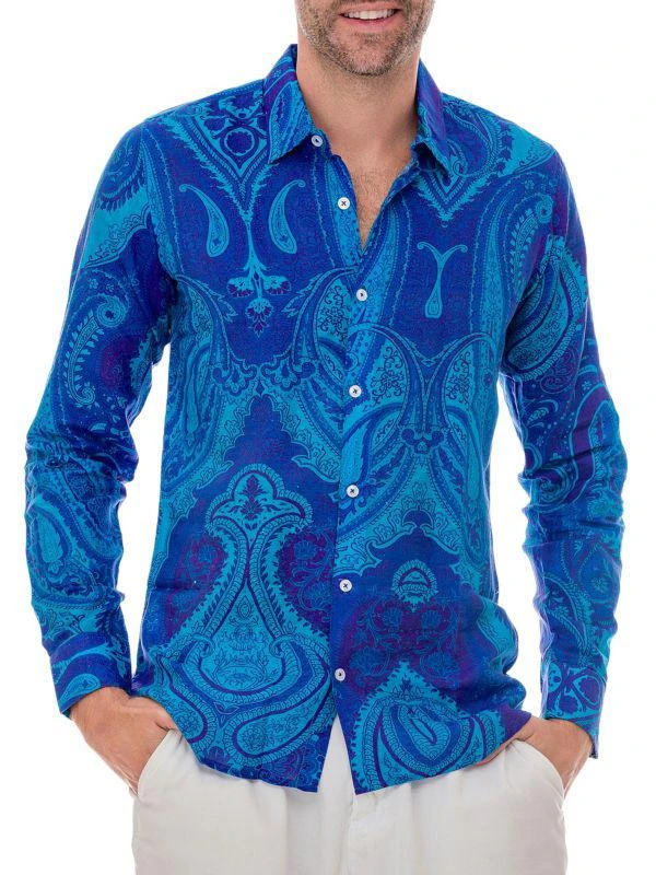 Ranee's Paisley Print Linen Blend Shirt 1
