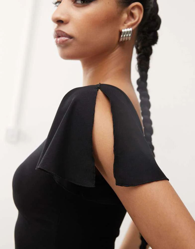 Motel Motel kaffa one shoulder slinky top in black 2