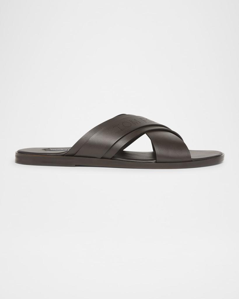 【Tom Ford】 Harrisonロゴleopard-プリントスライド Tom Ford - Harrison logo leopard-print slides TOM FORD