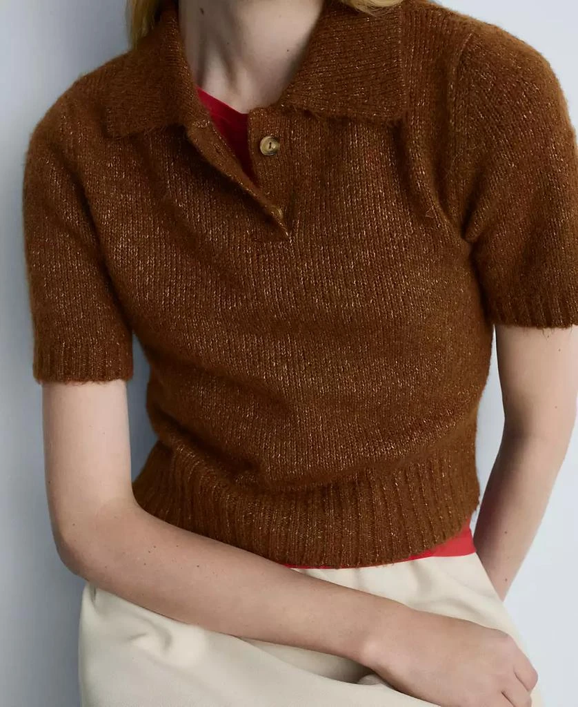 Mango Women's Ribbed Details Knitted Polo Shirt 3