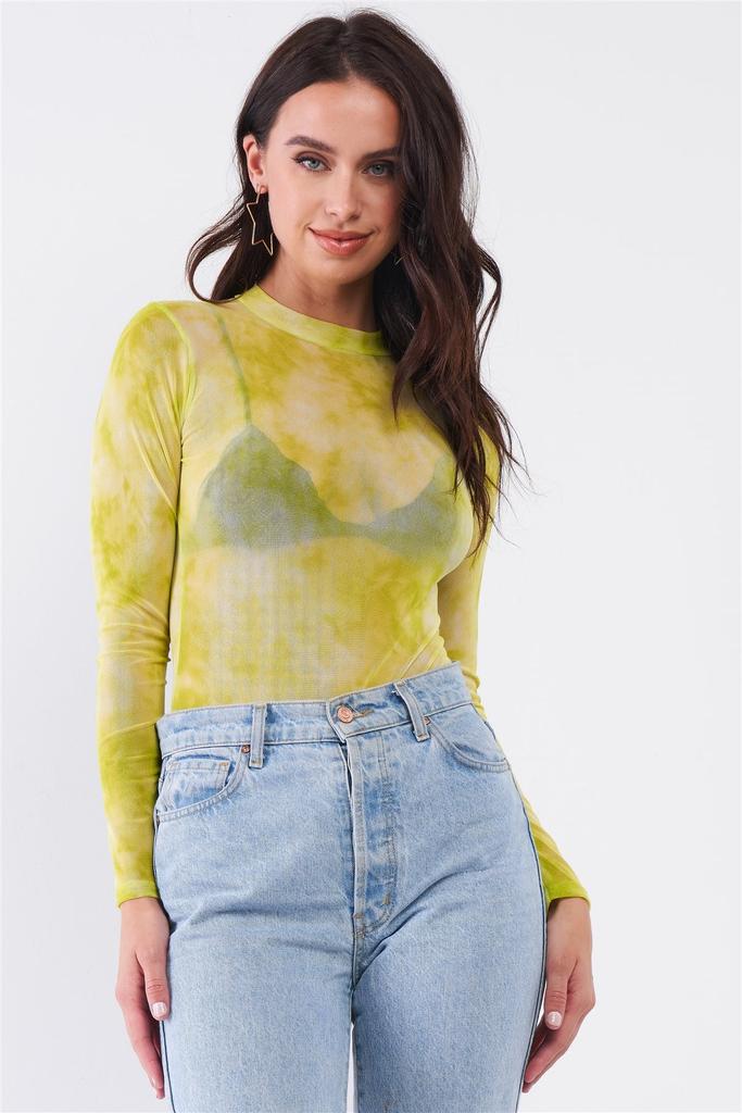 Neon green sheer top online