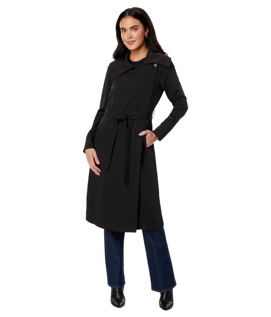 Avec Les Filles Belted Drape-Front Trench