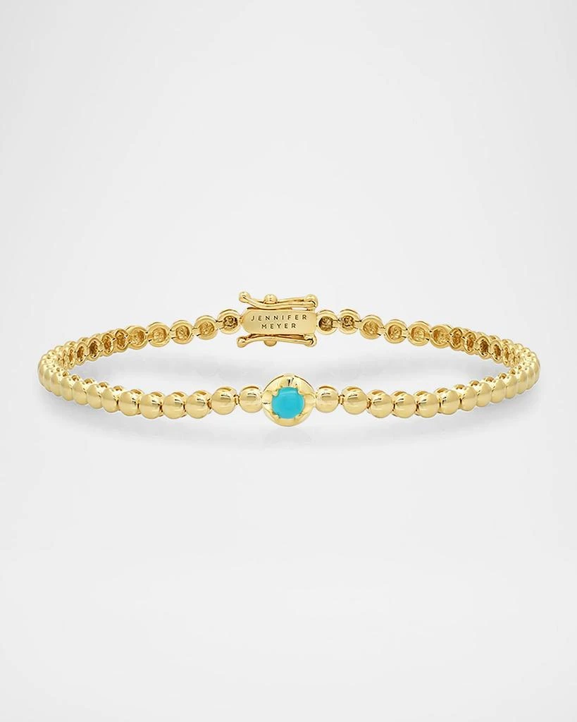 Jennifer Meyer 18K Yellow Gold 1 Illusion Set Turquoise and Mini Bezel Tennis Bracelet 1