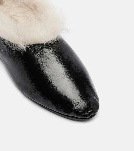 Jil Sander Shearling-trimmed leather slip-on shoes 5