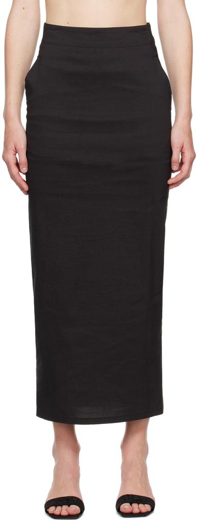 ISSEY MIYAKE Black Membrane Midi Skirt