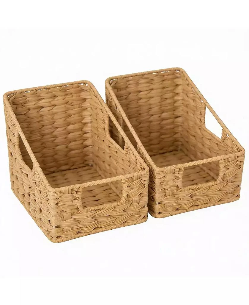 YIGII Handmade Trapezoid Wicker Baskets with Handles - 2-Pack