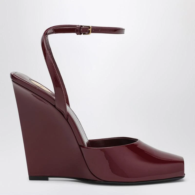 Yves Saint Laurent La Scandale wedge in burgundy patent leather 1