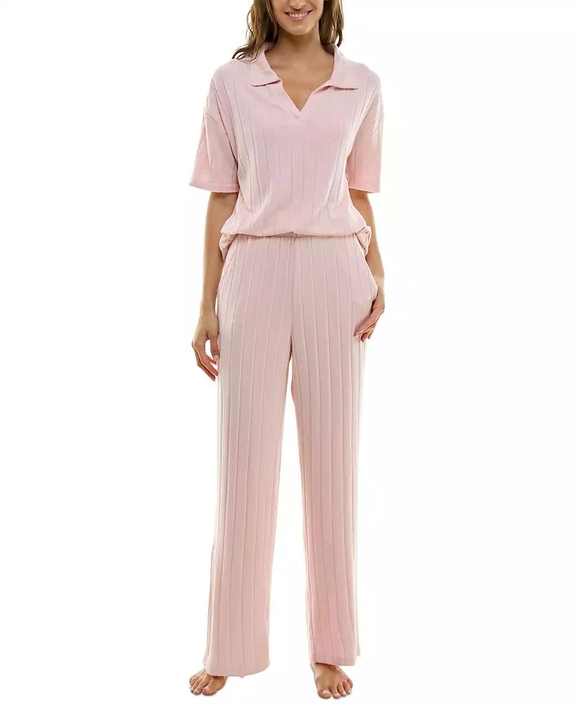Roudelain Women's 2-Pc. Whisper Wide Rib Pajamas Set 4