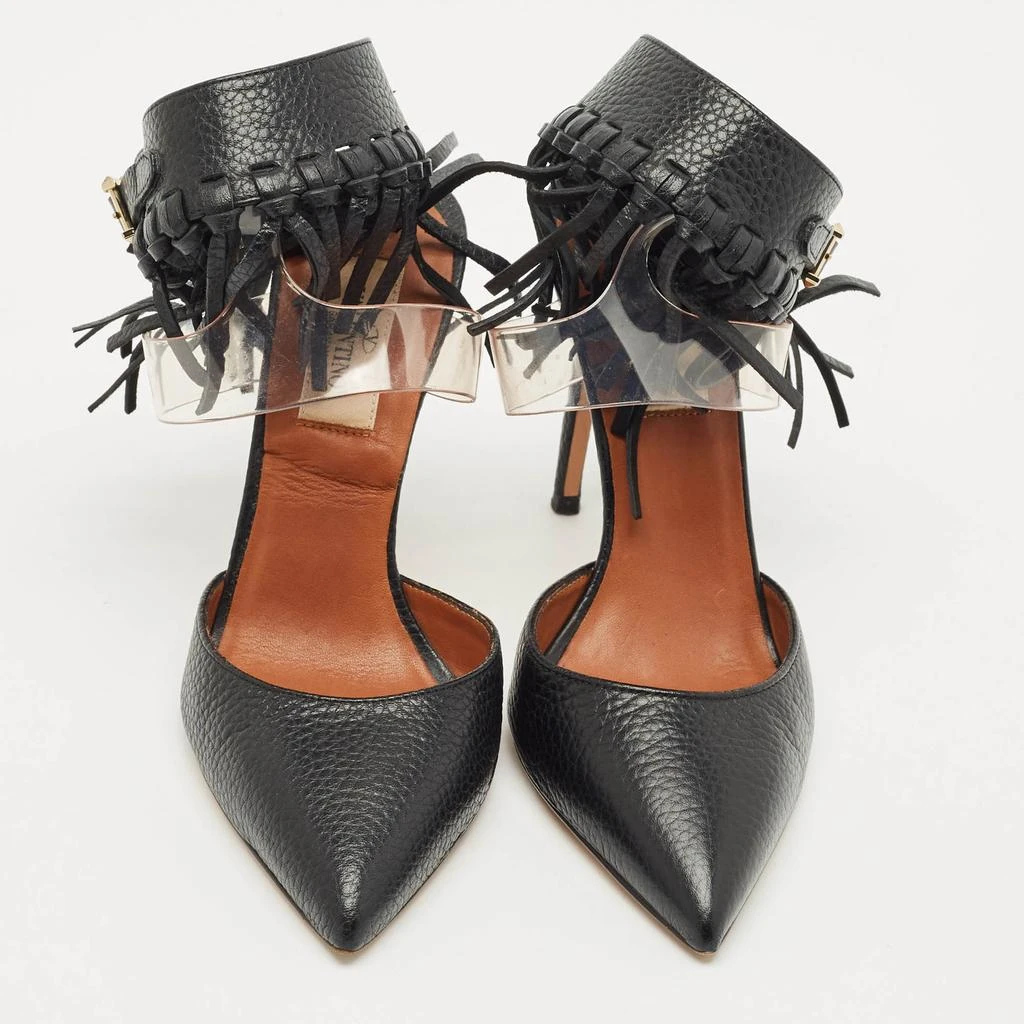 Valentino Valentino Black Leather C-Rockee Fringe Ankle Strap Sandals Size 35 3