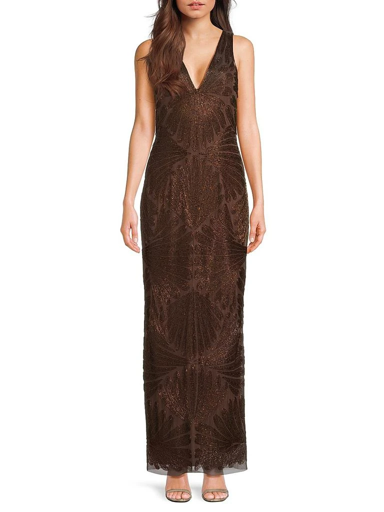 Aidan Mattox Butterfly Beaded Column Gown 2