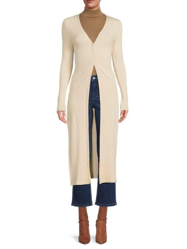 The Range Rib-Knit Slit Longline Cardigan 1