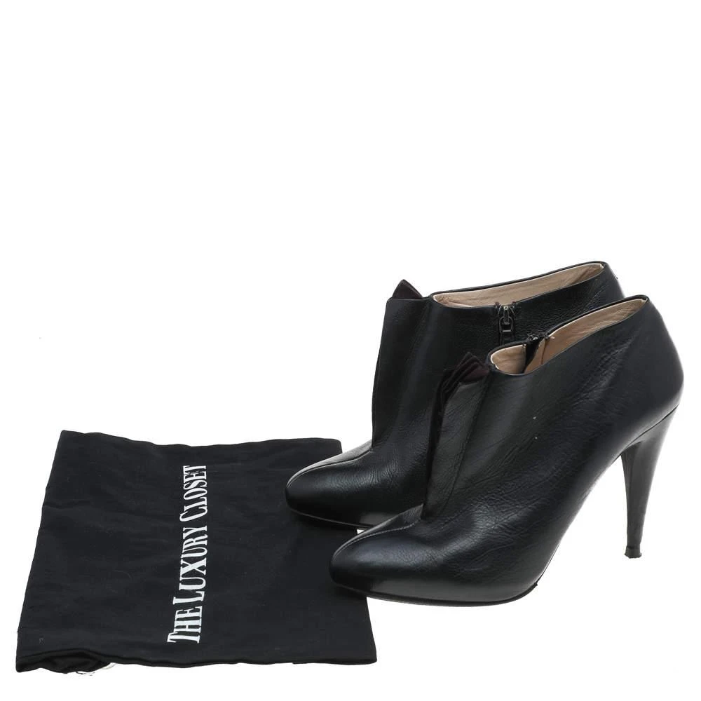 Prada Prada Black/Purple Leather And Suede Ruffle Detail Ankle Length Booties Size 38.5 9