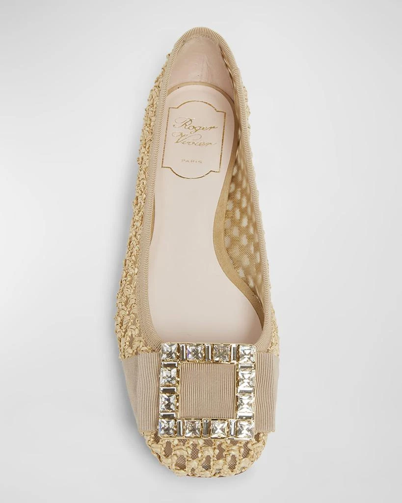 Roger Vivier Tres Vivier Raffia Strass Ballerina Flats 5