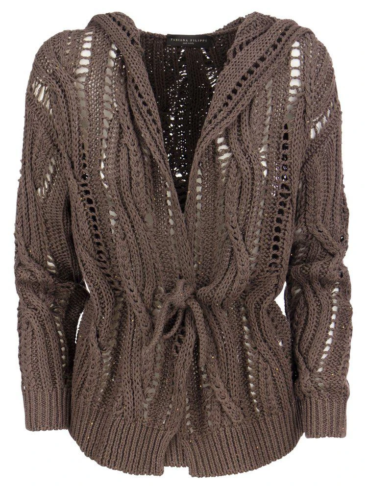 Fabiana Filippi Fabiana Filippi Crochet Knitted Hooded Cardigan