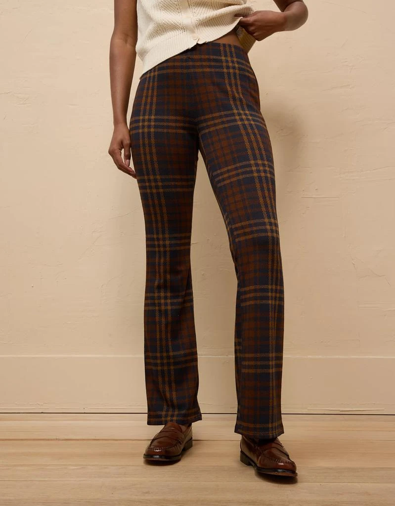 AE AE It Knit Pull-On High-Waisted Kick Boot Plaid Pant 1