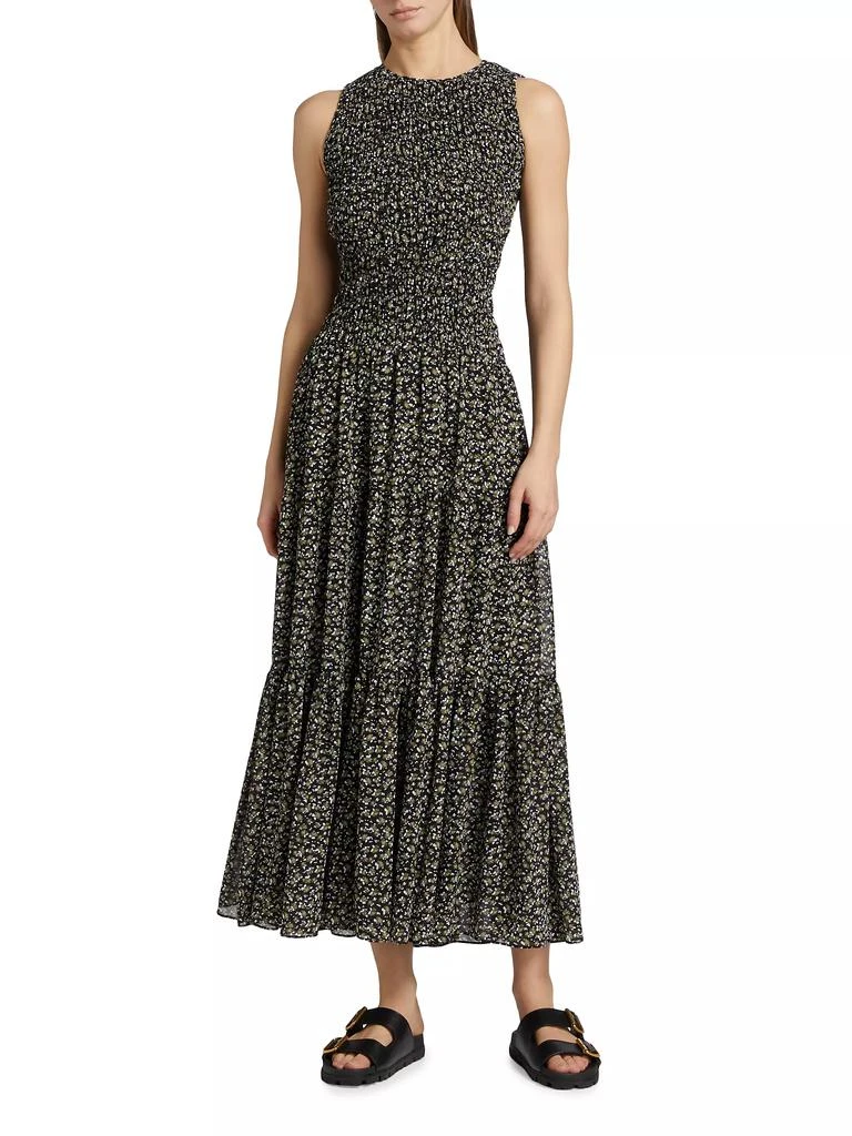 Michael Kors Smocked Floral Fit & Flare Maxi Dress 3