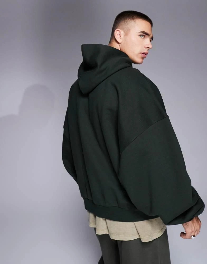 ASOS ASOS DESIGN premium heavyweight extreme oversized hoodie 400gsm in dark green 2