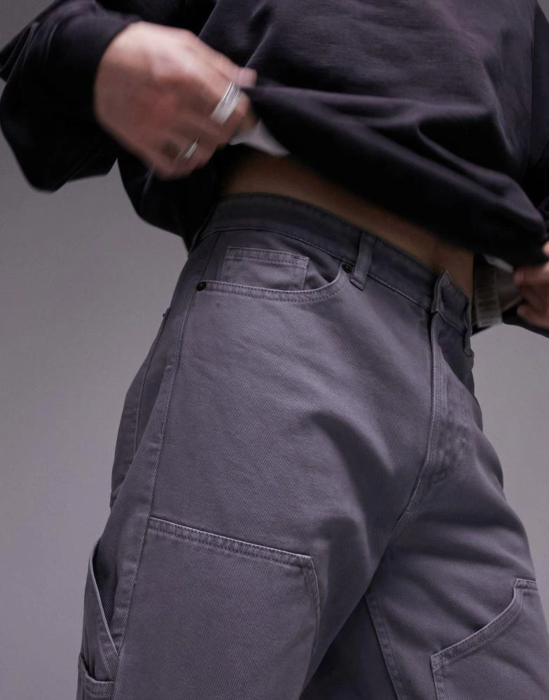 Topman Topman loose carpenter trousers in grey 2