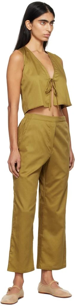 LESET Khaki Yoko Crop Painter Lounge Pants 4
