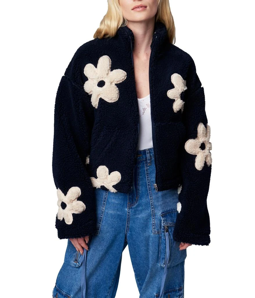 Blank NYC High Collar Floral Sherpa Jacket 1
