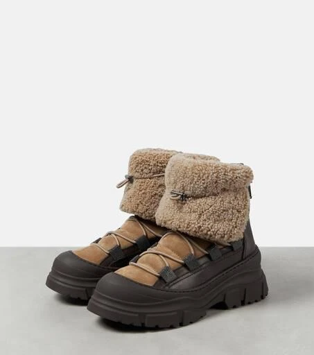 Brunello Cucinelli Shearling-lined suede ankle boots 5