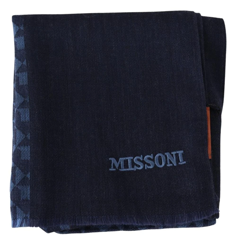 Missoni Missoni Navy Wool Knit  Neck Wrap Fringe Shawl 's Scarf 4