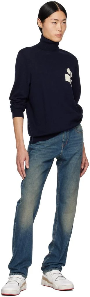 Isabel Marant White & Navy Alseeh High Sneakers 5