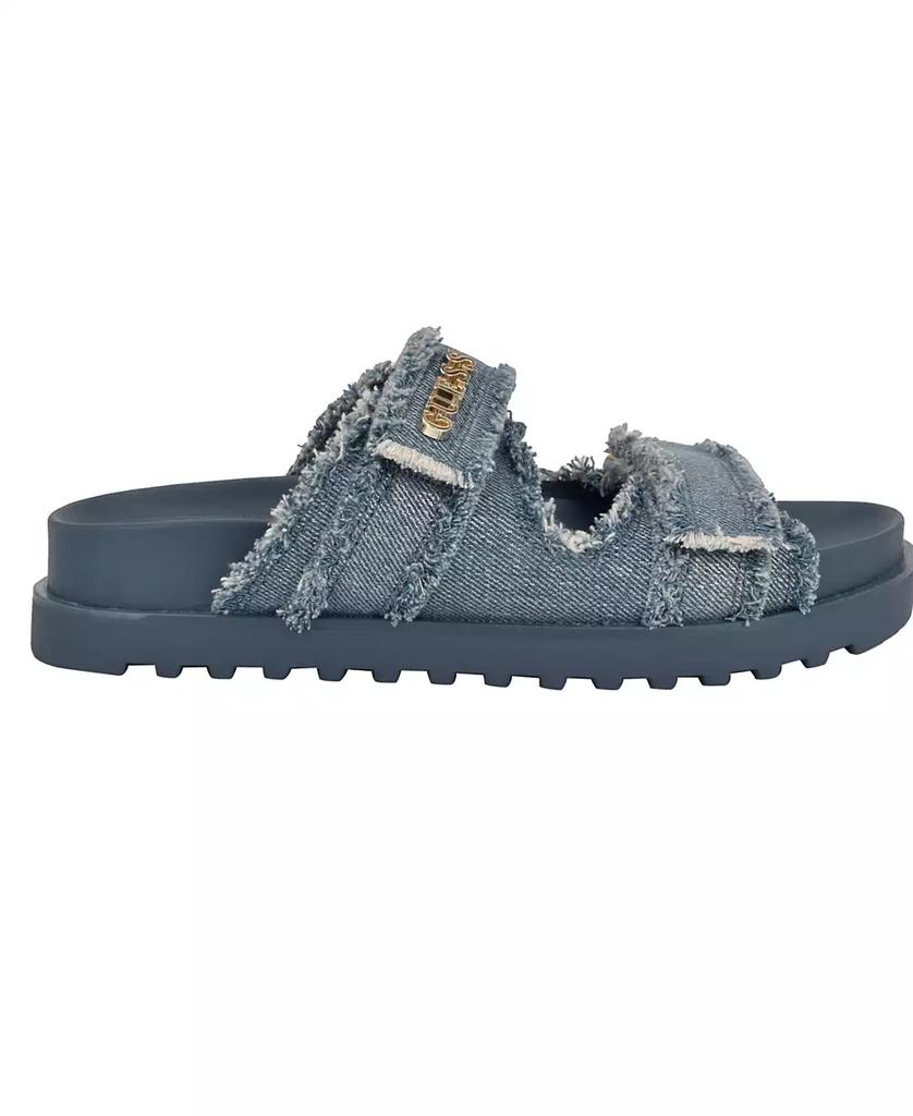 GUESS Women's Fabulon Two Strap Sporty Footbed Sandals Denim