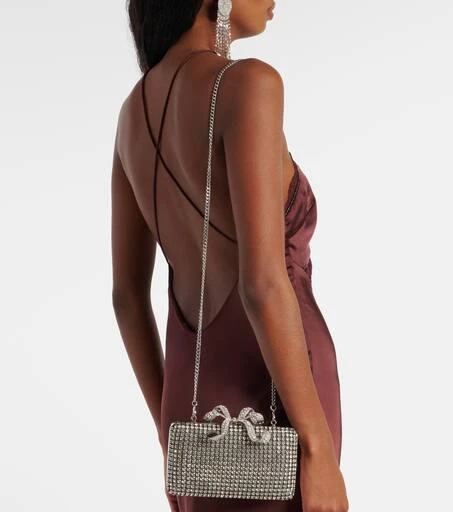 Self Portrait Bow Small crystal-embellished clutch 6