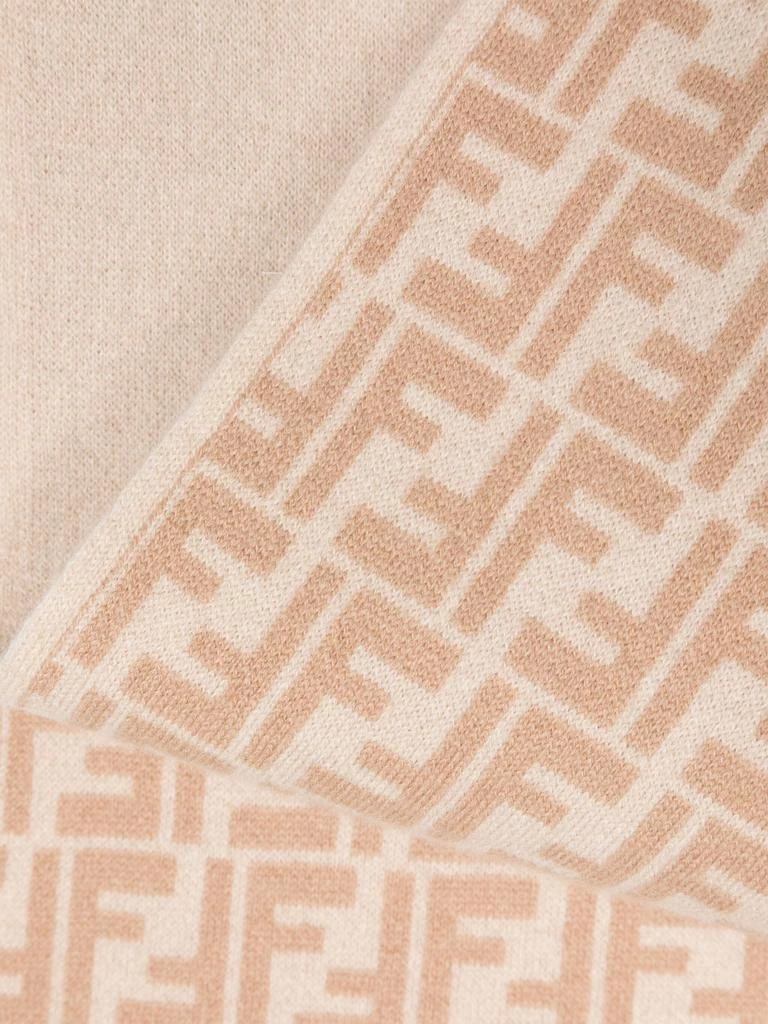 Fendi Fendi Kids Wool FF Reversible Scarf in Beige 4