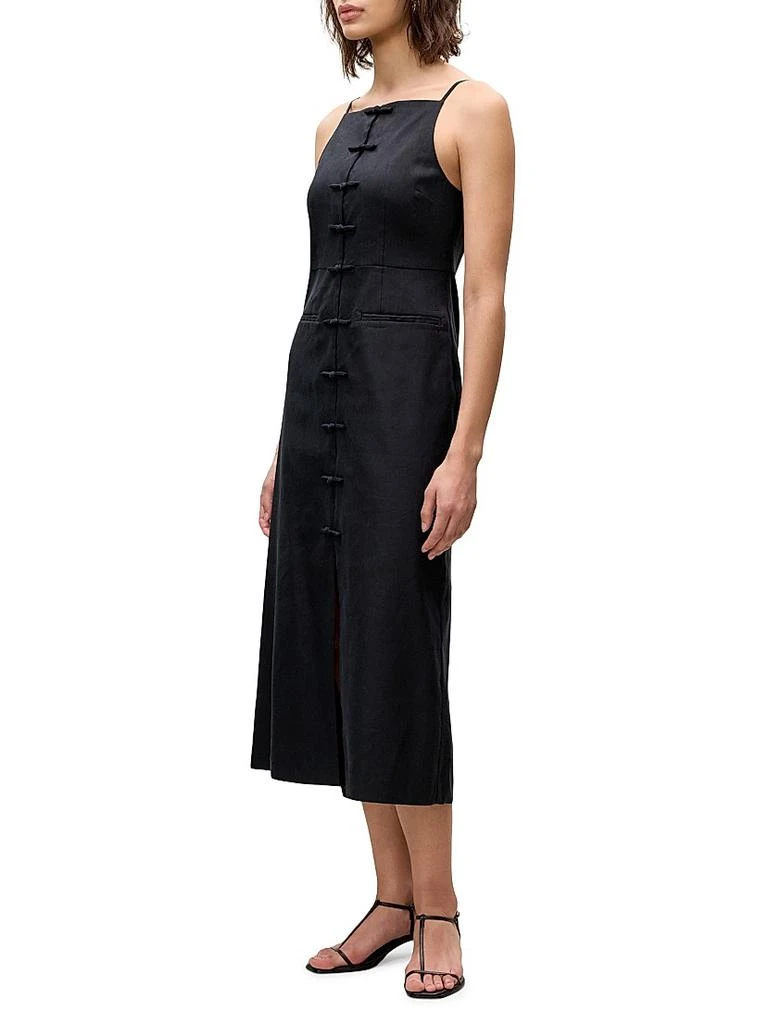 knee length dresses for ladies Stretch Linen Faux Wrap Dress | Hearth and Soul main image 0