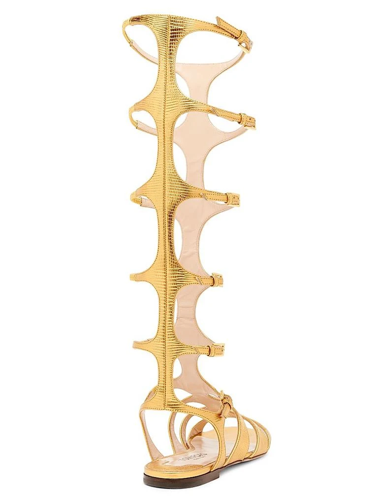 Tom Ford Laminated Printed Lizard Leather Knee-High Sandals 3