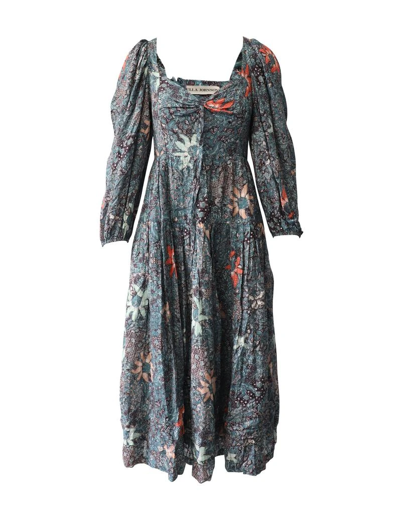 Ulla Johnson Kemala Floral Print Midi Dress in Multicolor Cotton 1