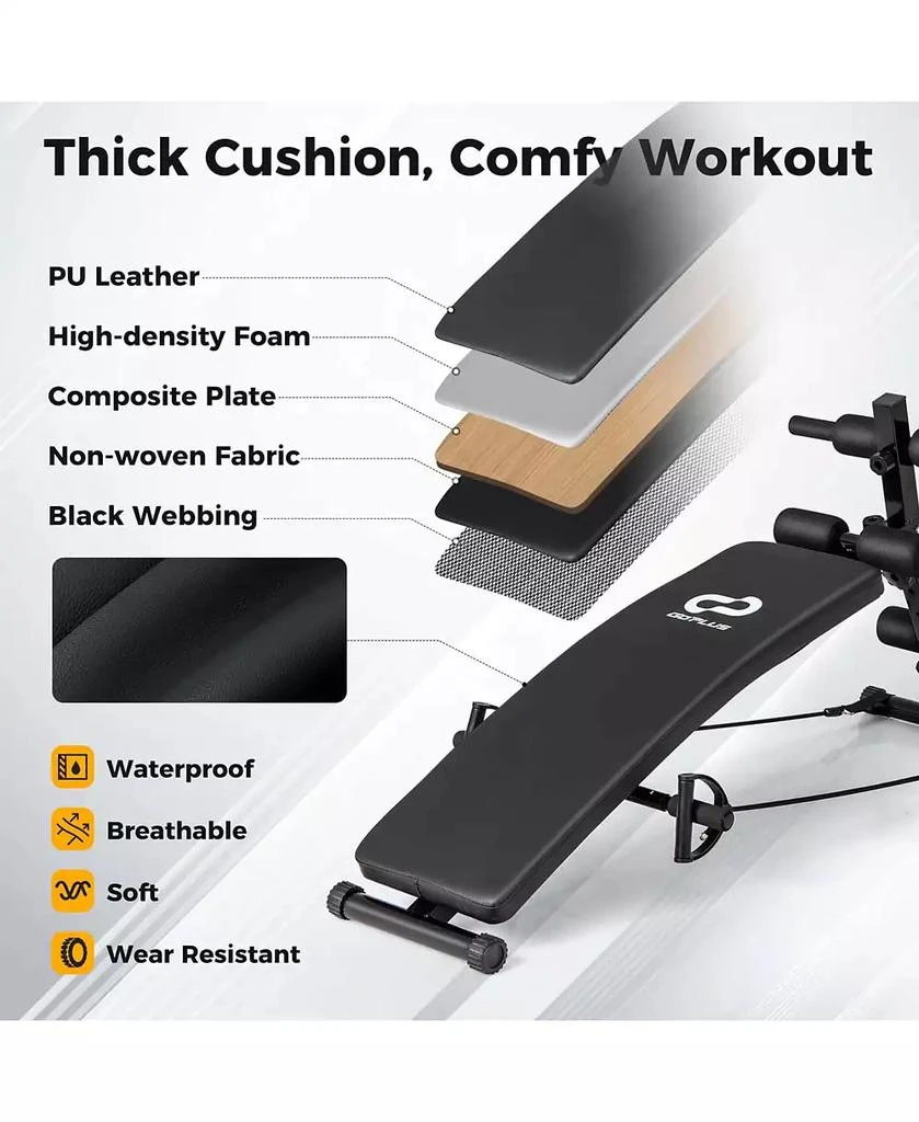 Costway Adjustable Decline Sit-Up Bench for Home Gym with Speed Ball and Resistance Bands 9