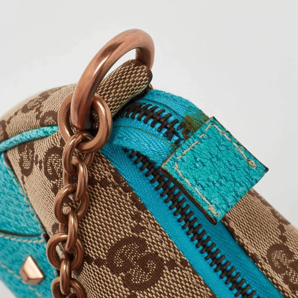 Gucci Gucci Beige/Blue GG Canvas and Leather Baguette Bag 5