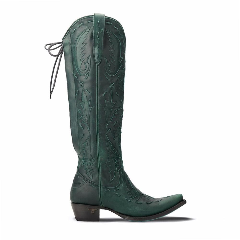 LANE Reverie Overlay Corset Tooled-Inlay Snip Toe Cowboy Boots