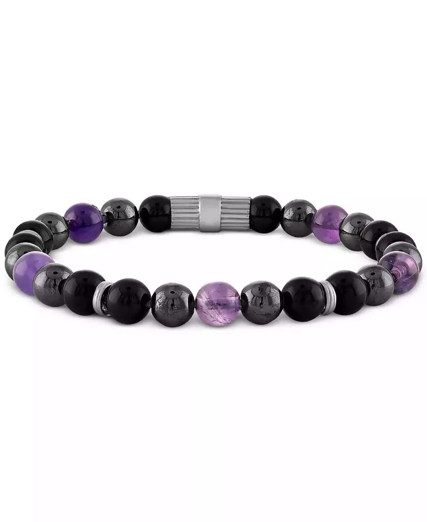 Esquire Men's Jewelry Multi-Stone Beaded Stretch Bracelet in Sterling Silver, Created for Macy's 2