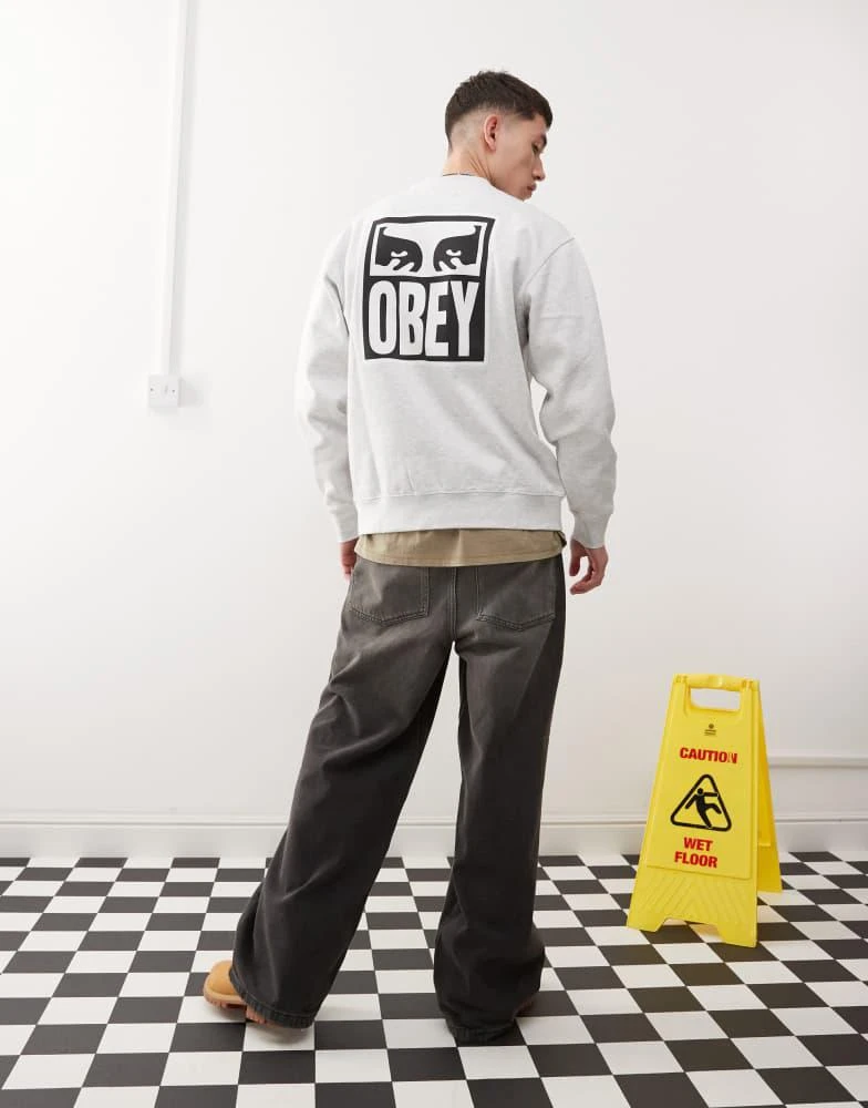 Obey Obey icon eyes graphic sweatshirt in grey 1