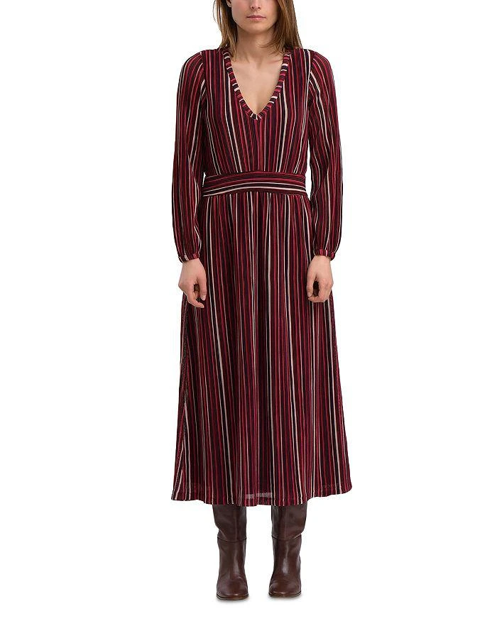 La Fée Maraboutée Striped Pleated Midi Dress 4