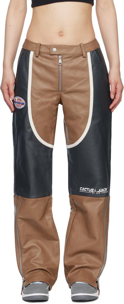 Jordan Brown & Black Travis Scott Edition Leather Pants