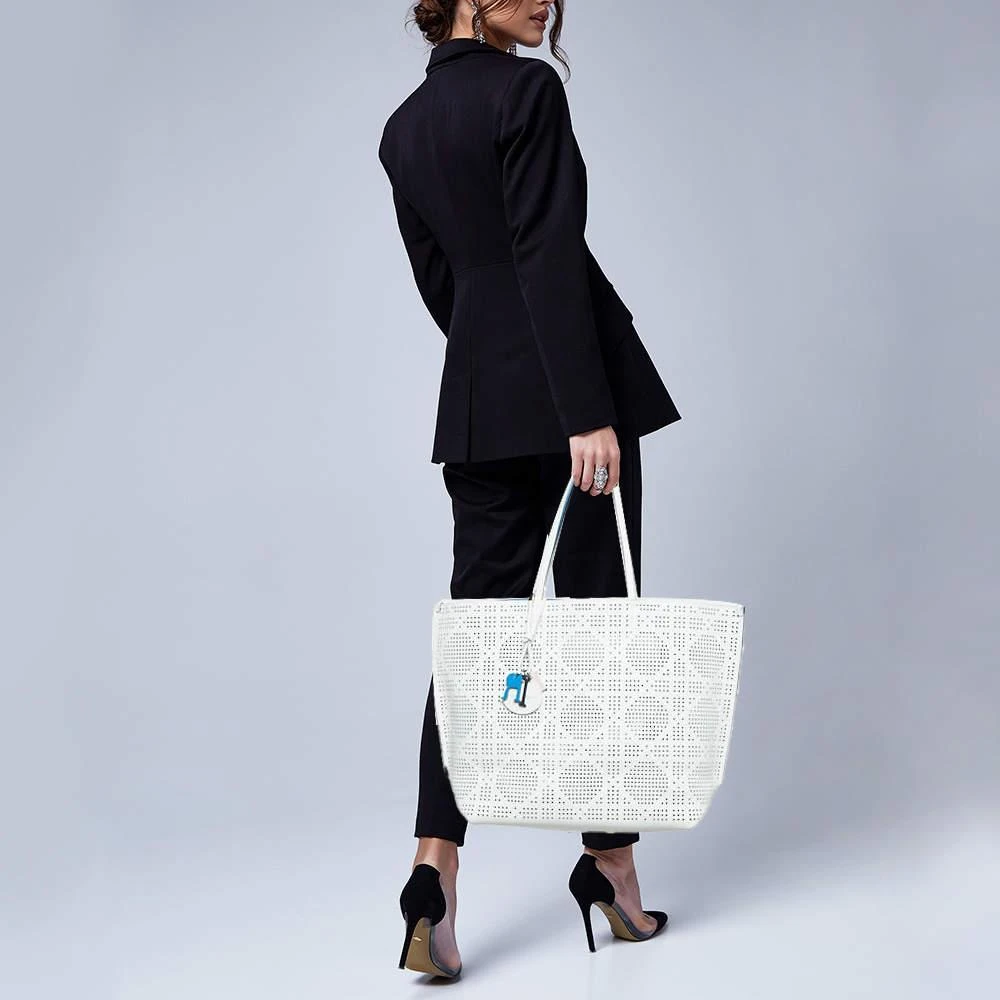 Dior Dior White Cannage Perforated Leather Dioriva Tote 2