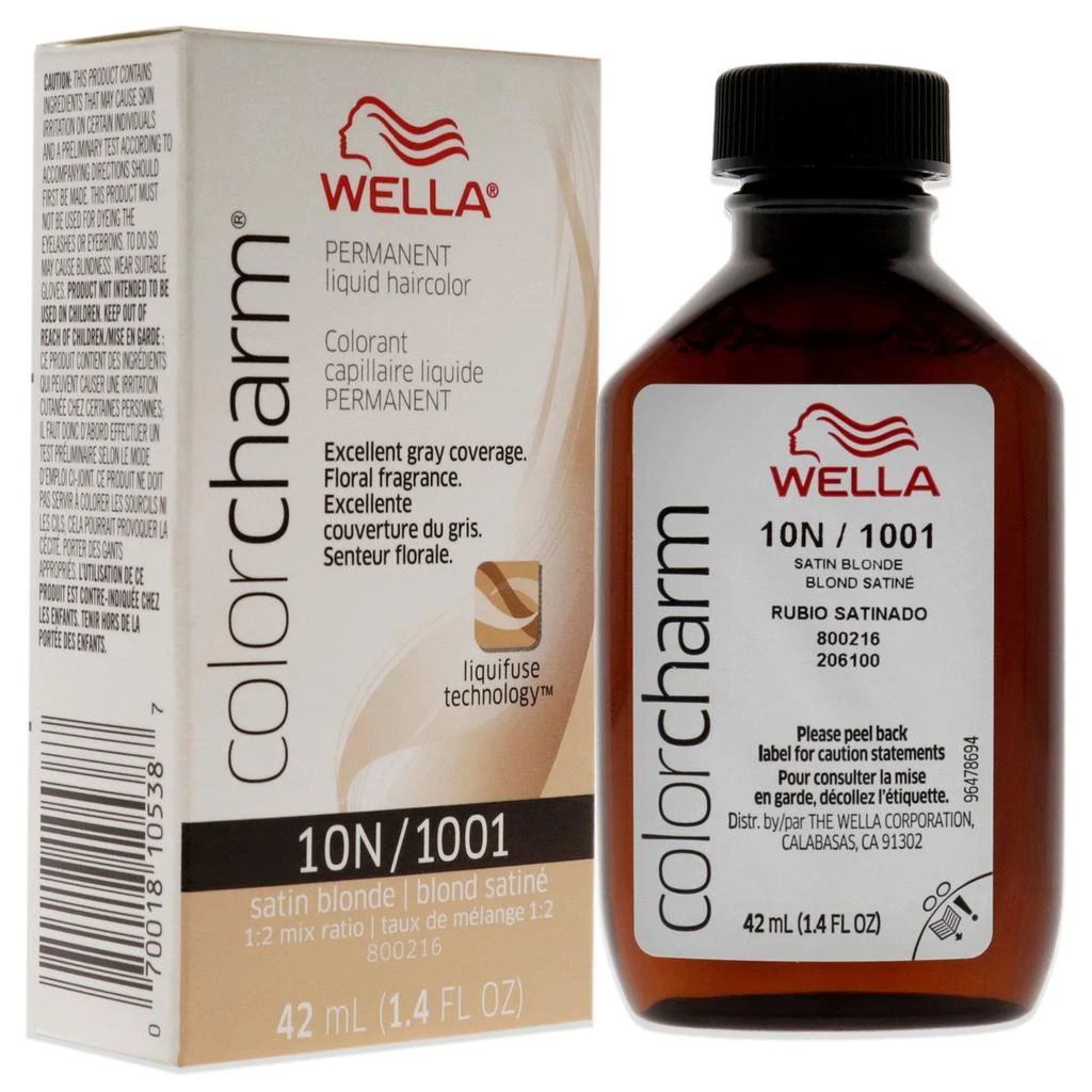Wella Color Charm Permanent Liquid Haircolor - 1001 10N Satin Blonde by  for Unisex - 1.4 oz Hair Color 3