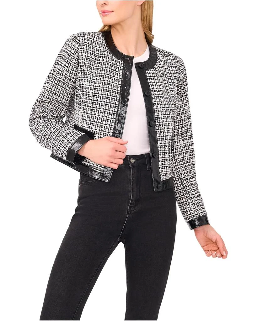 CeCe Women's CeCe Long Sleeve Tweed Front Pocket Jacket