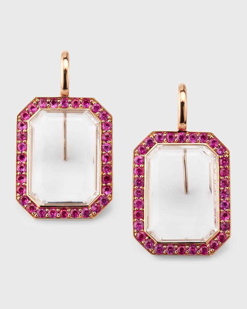 Walters Faith 18K Pink Sapphire and Rock Crystal Drop Earrings
