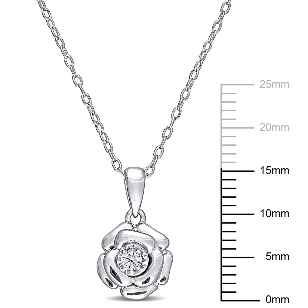 Mimi & Max Diamond Flower Pendant with Chain in Sterling Silver 3
