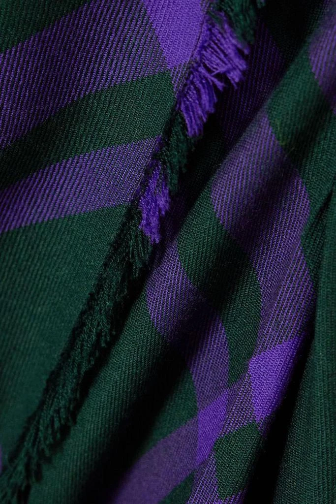 Burberry Frayed checked wool wrap skirt 4