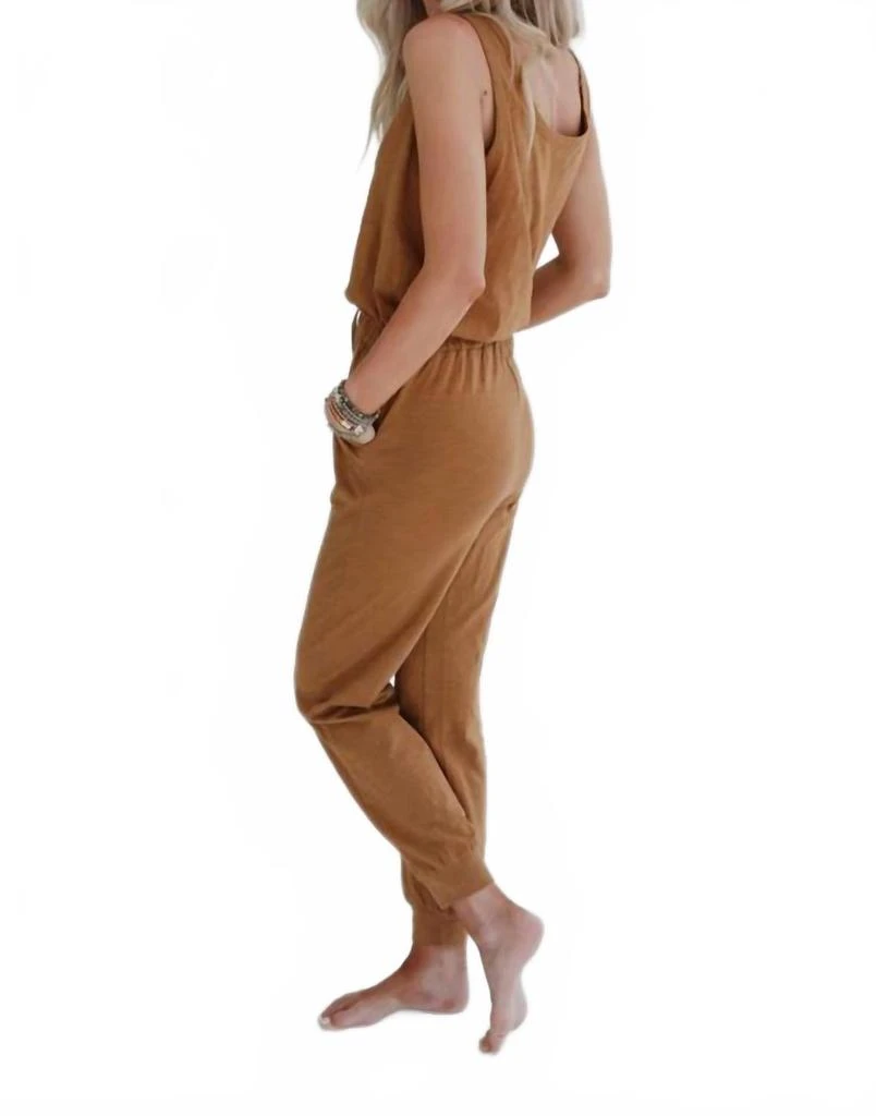 three bird nest Set To Go Textured Jumpsuit And Cardigan Set In Camel 4