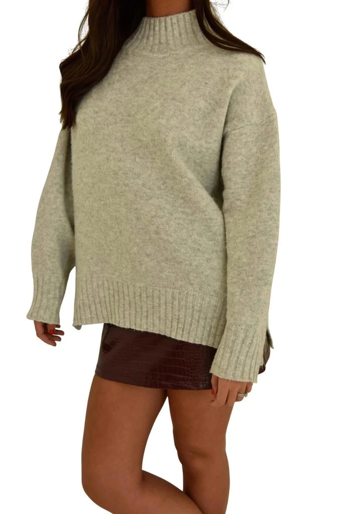 MIRACLE Mock Neck Sweater In Heather Grey 2